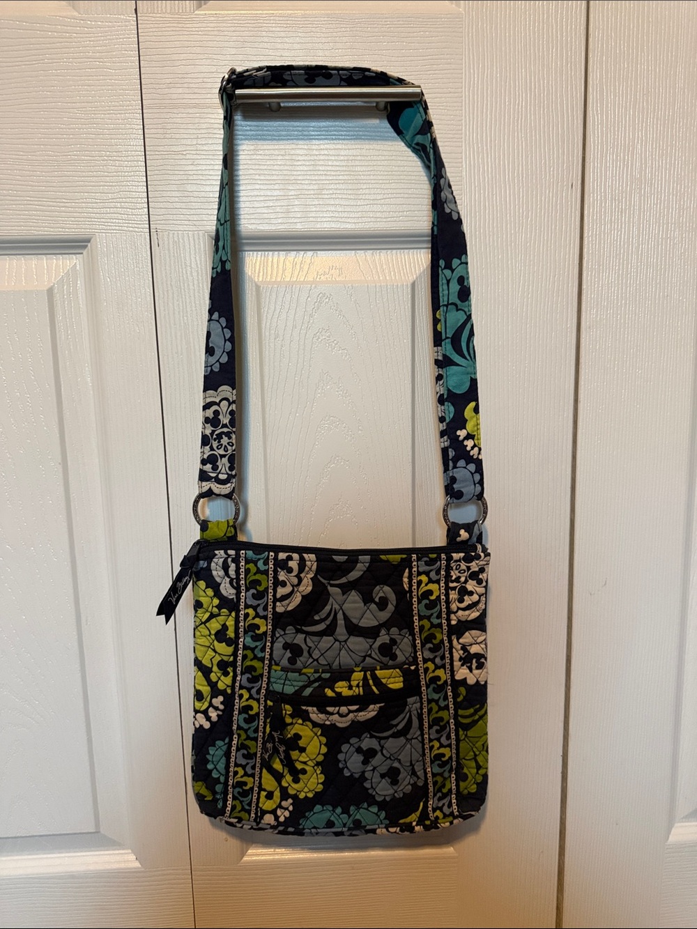 Vera Bradley Walt Disney world  Floral Quilted Crossbody in Teal, Lime & Black